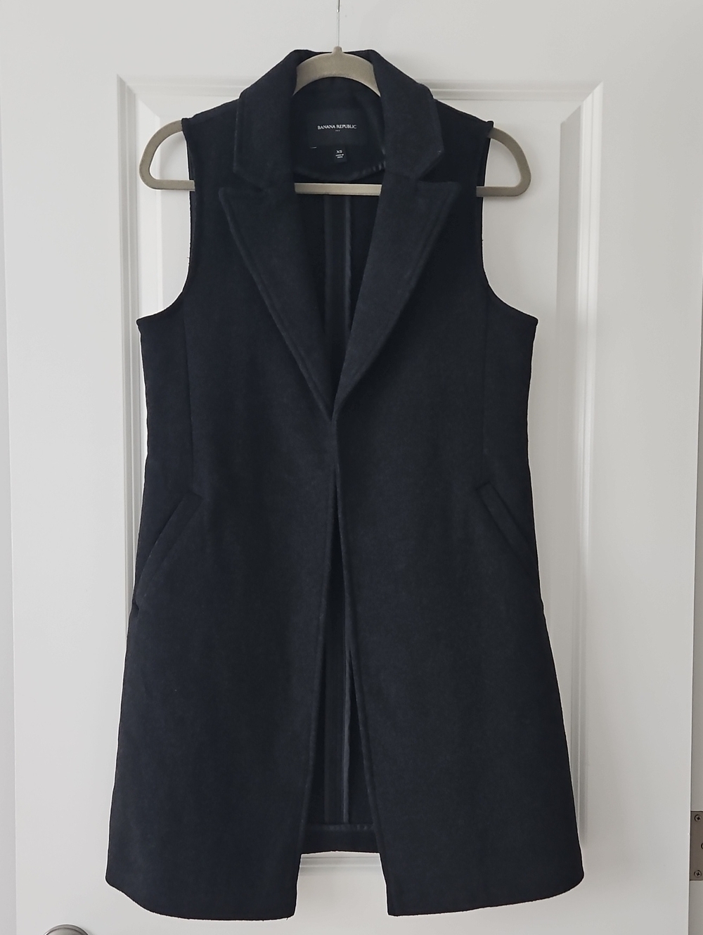 Banana Republic Black Sleeveless Wool Blend Duster Vest Coat Size XS (0-4)